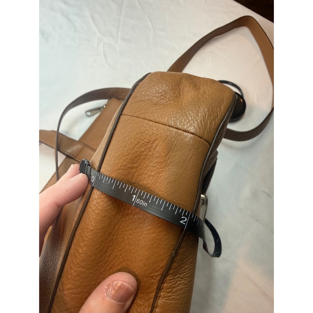 Fossil Y2K Camel Brown Leather Utility Tote Cargo Pocket Crossbody Bag - Picture 13 of 16
